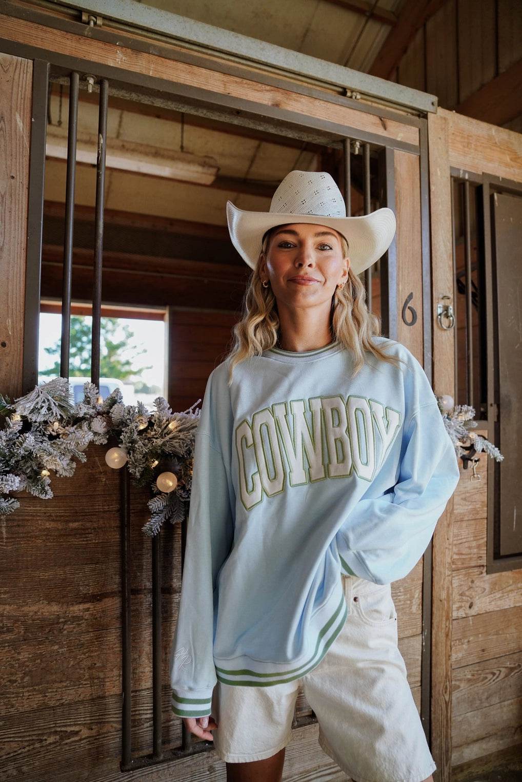 Blue Vintage Cowboy Crewneck