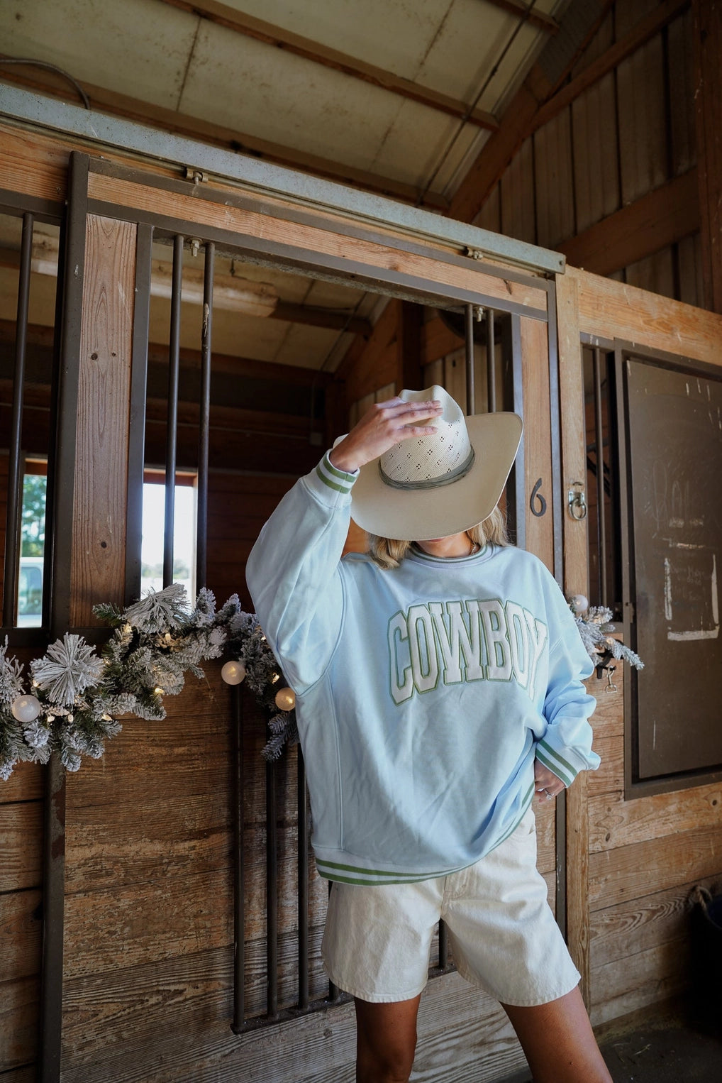Blue Vintage Cowboy Crewneck