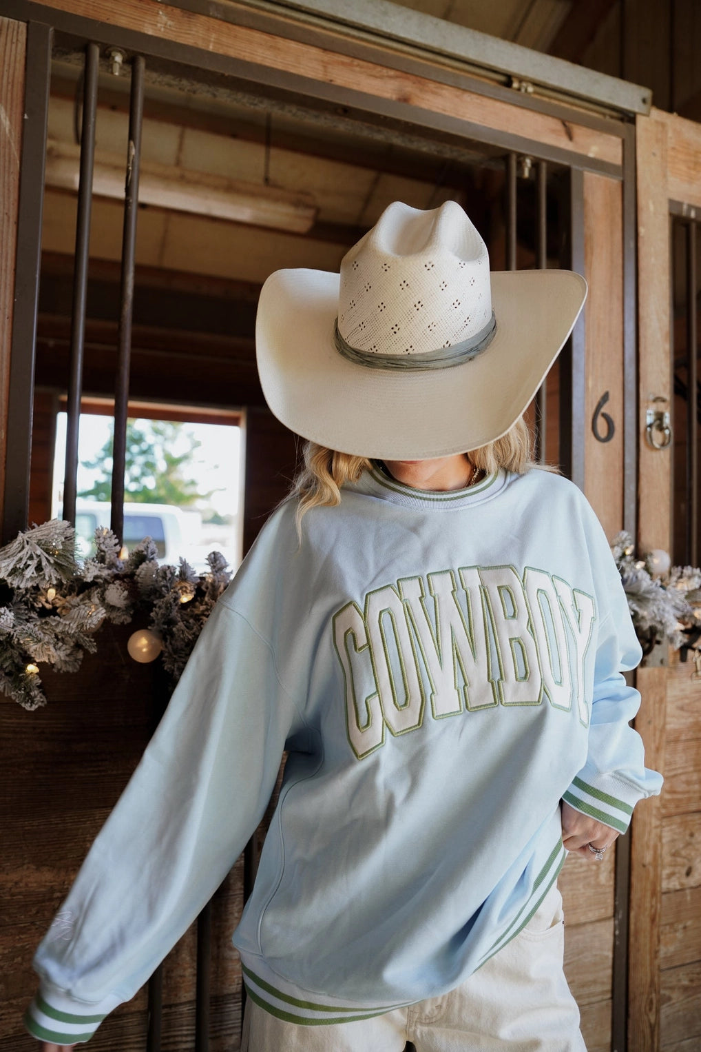 Blue Vintage Cowboy Crewneck