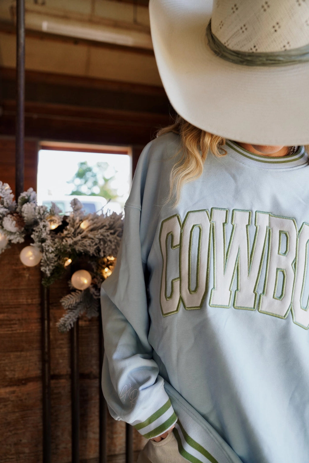 Blue Vintage Cowboy Crewneck