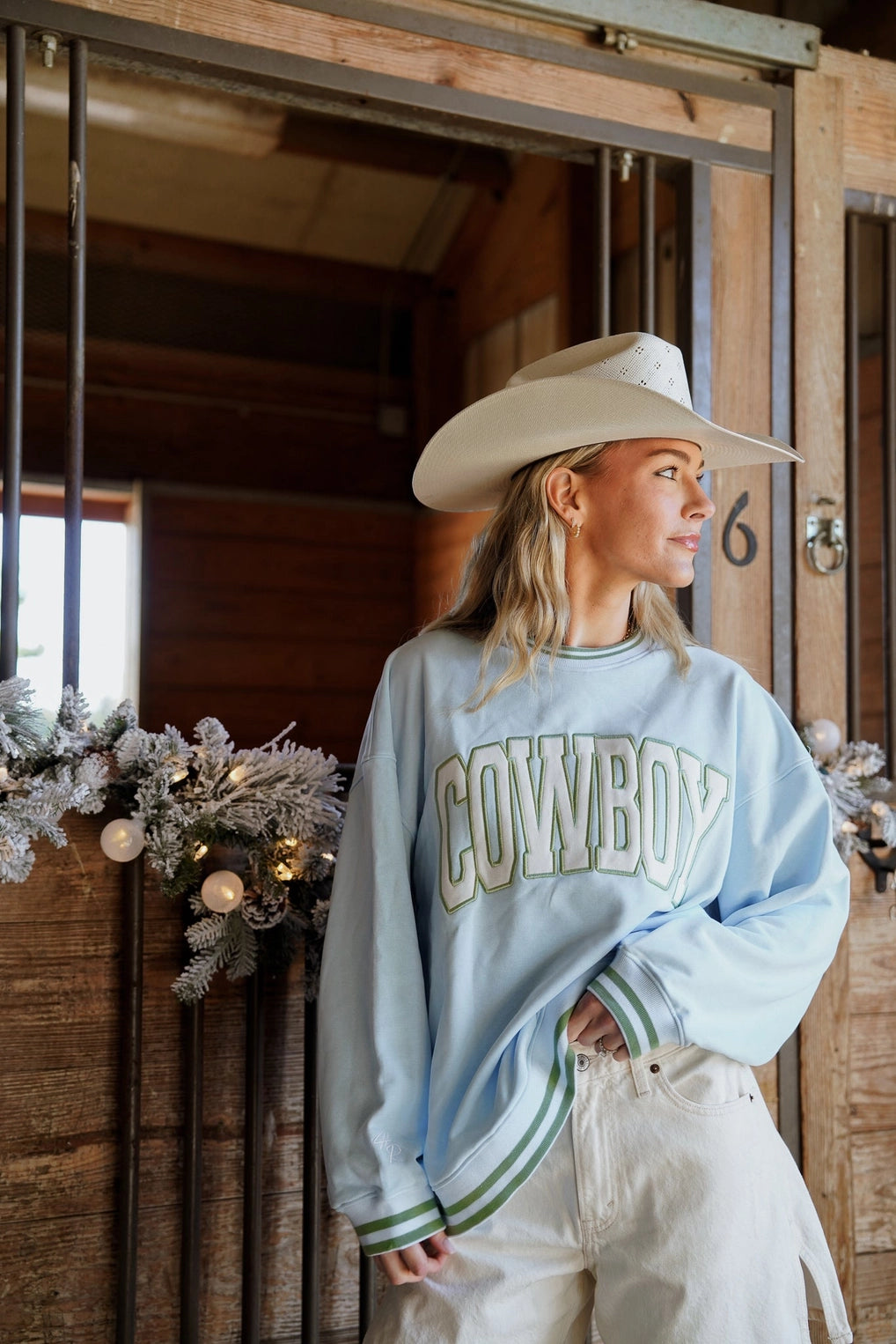 Blue Vintage Cowboy Crewneck