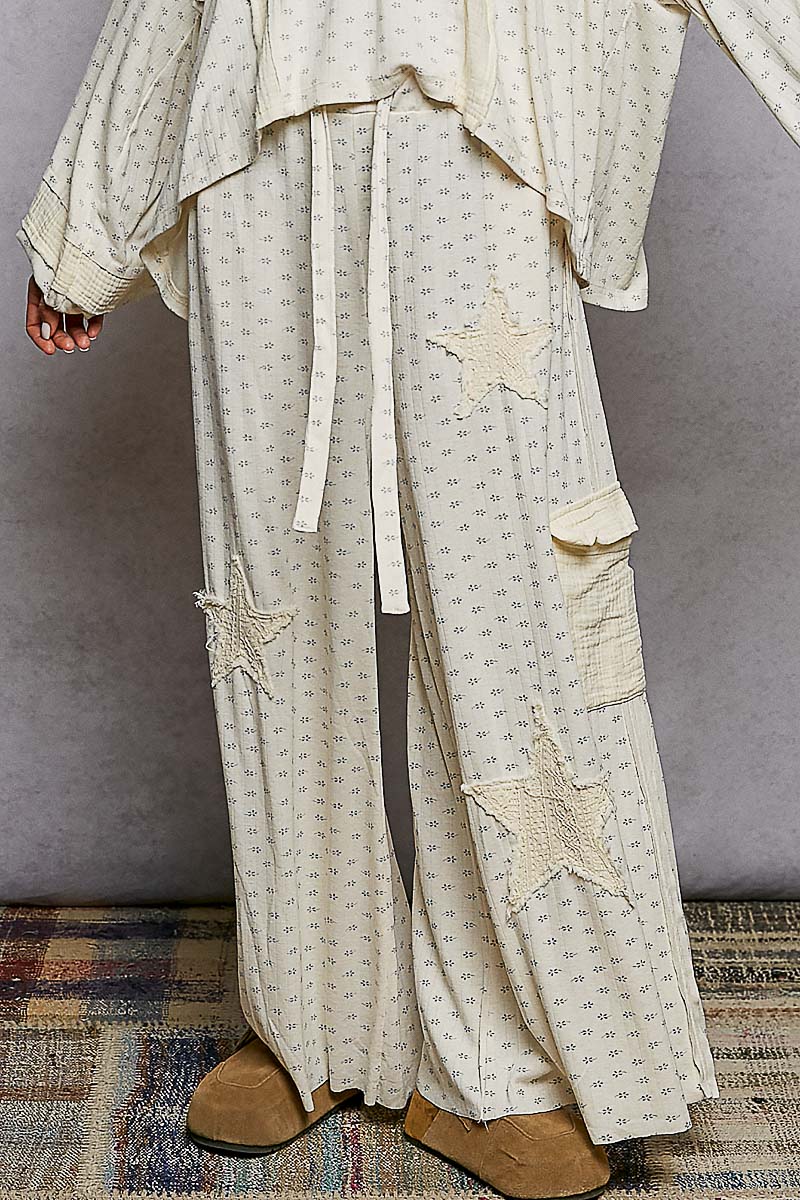 Star Patch Lounge Pants - Cream