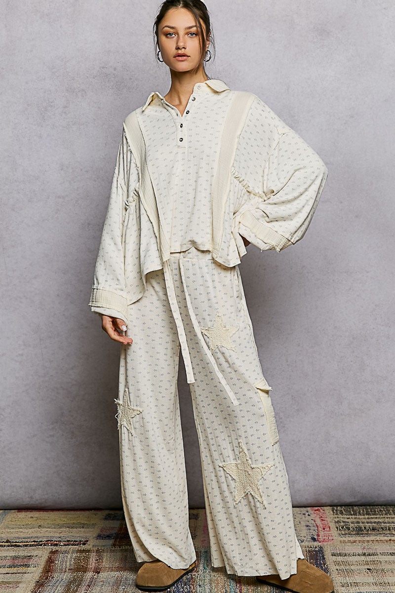 Star Patch Lounge Pants - Cream