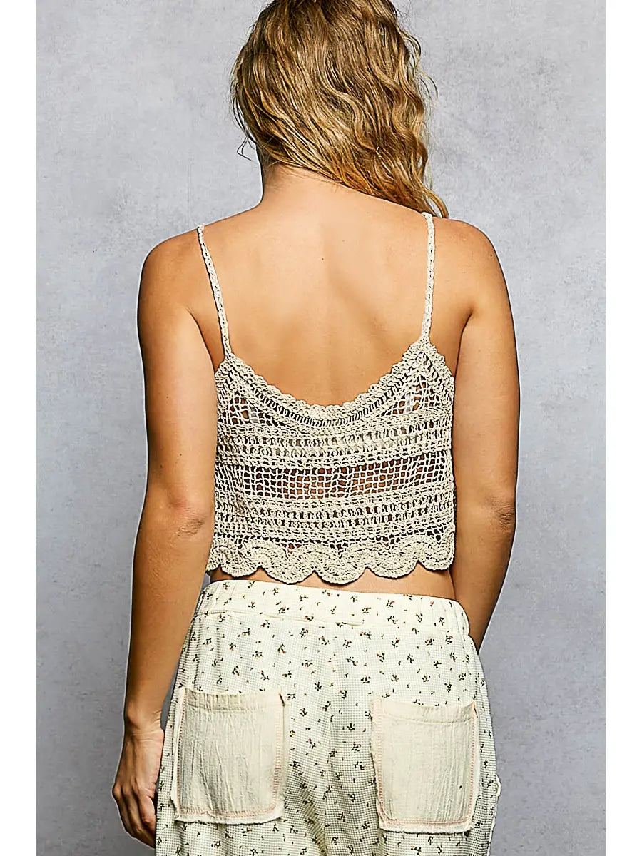 Heart-Shaped Shoulder Lace Straps Crochet Sleeveless Top