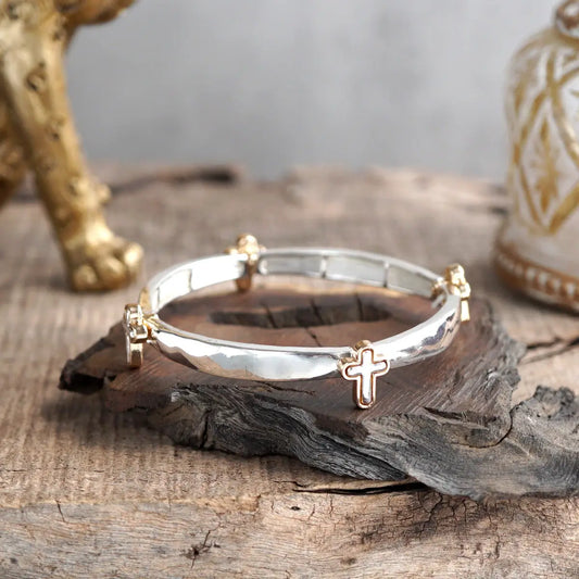 Luna Links Silver Cross Bangle
