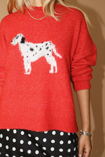 Soft Dalmatian Sweater - Cherry