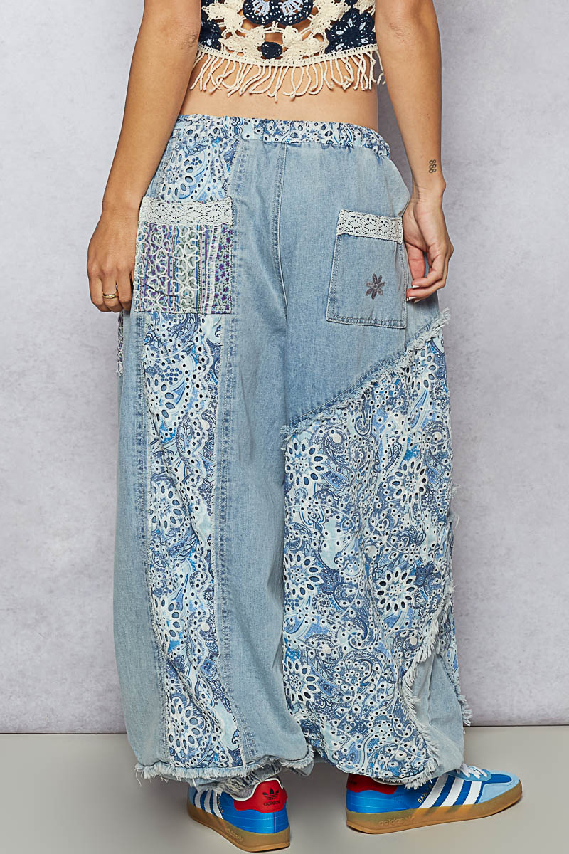 Patchwork Denim Woven Jogger