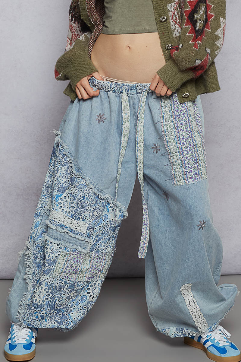Patchwork Denim Woven Jogger