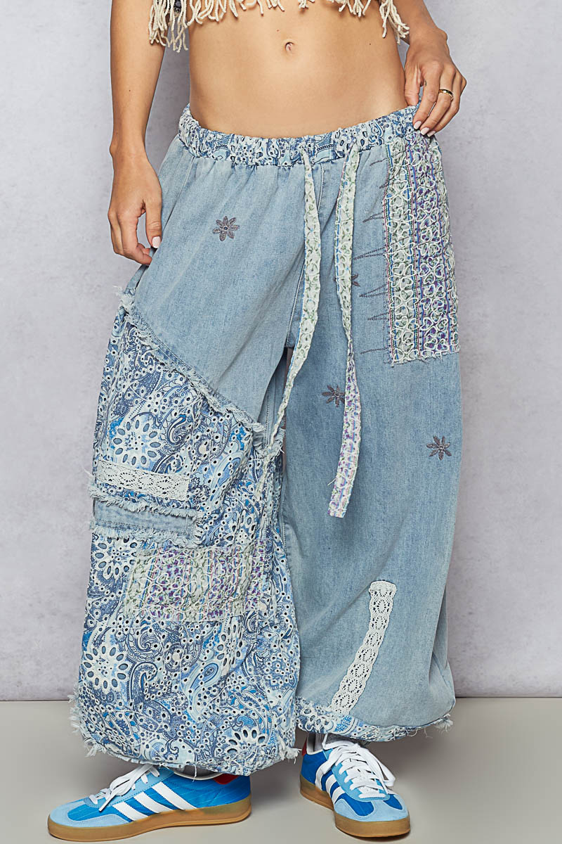Patchwork Denim Woven Jogger