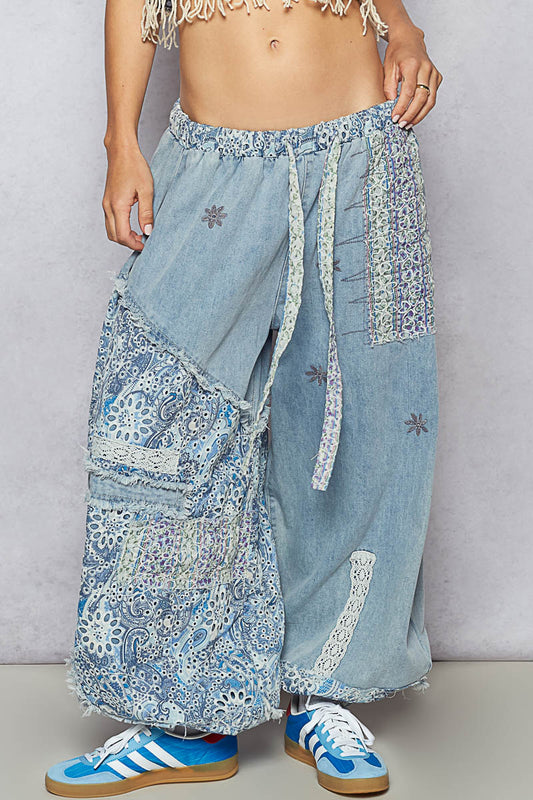 Patchwork Denim Woven Jogger