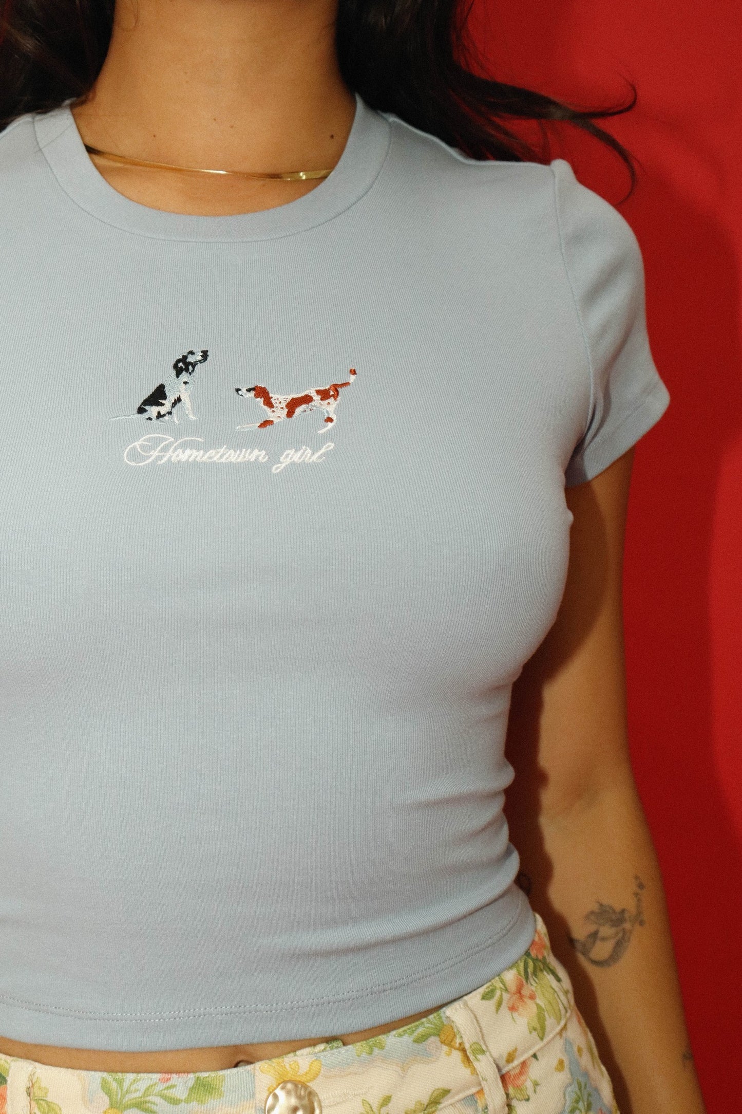 "Hometown Girl" Dog Duo Tee - Baby Blue