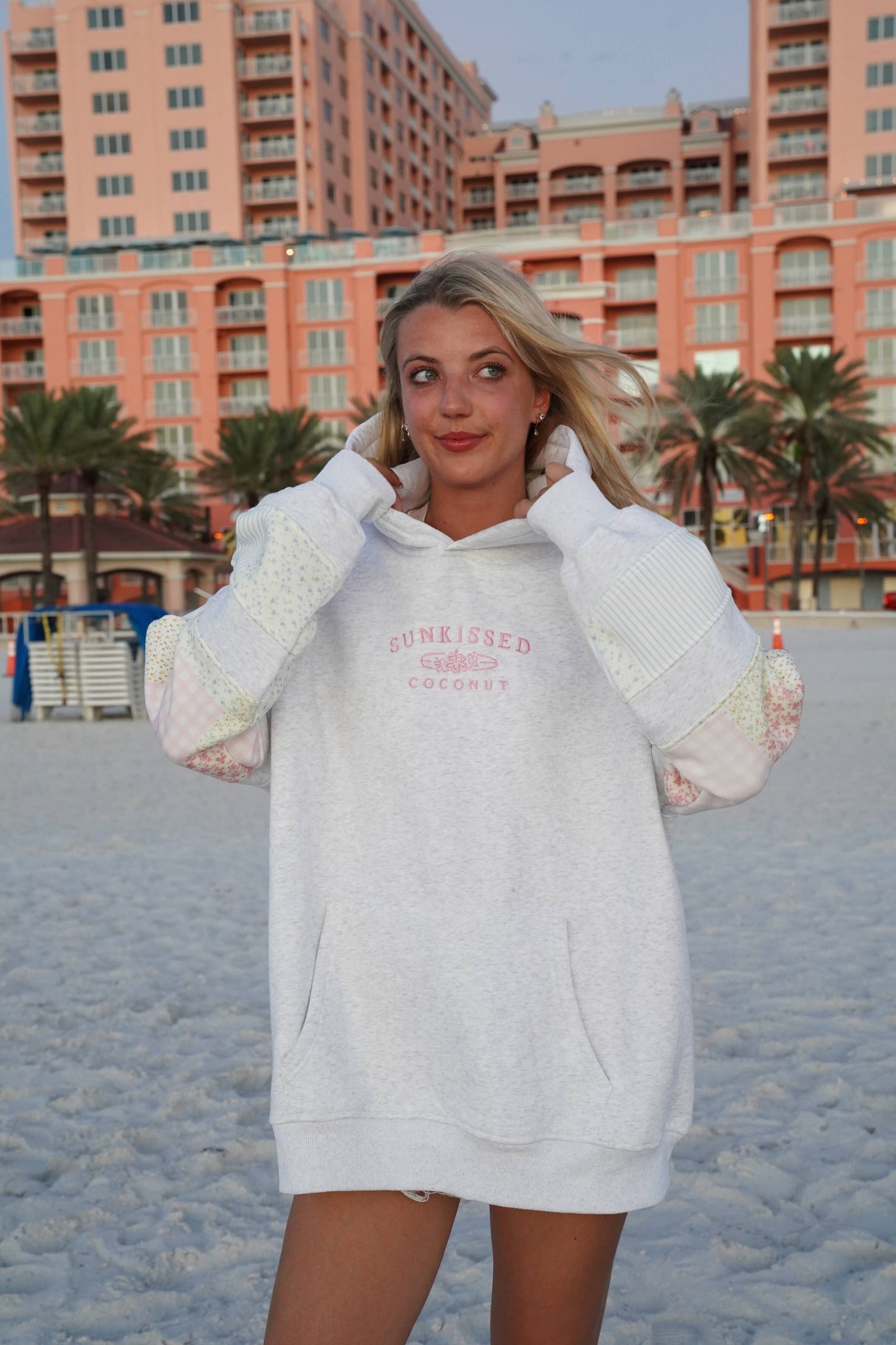 Pastel Quilted Embroidered Hoodie