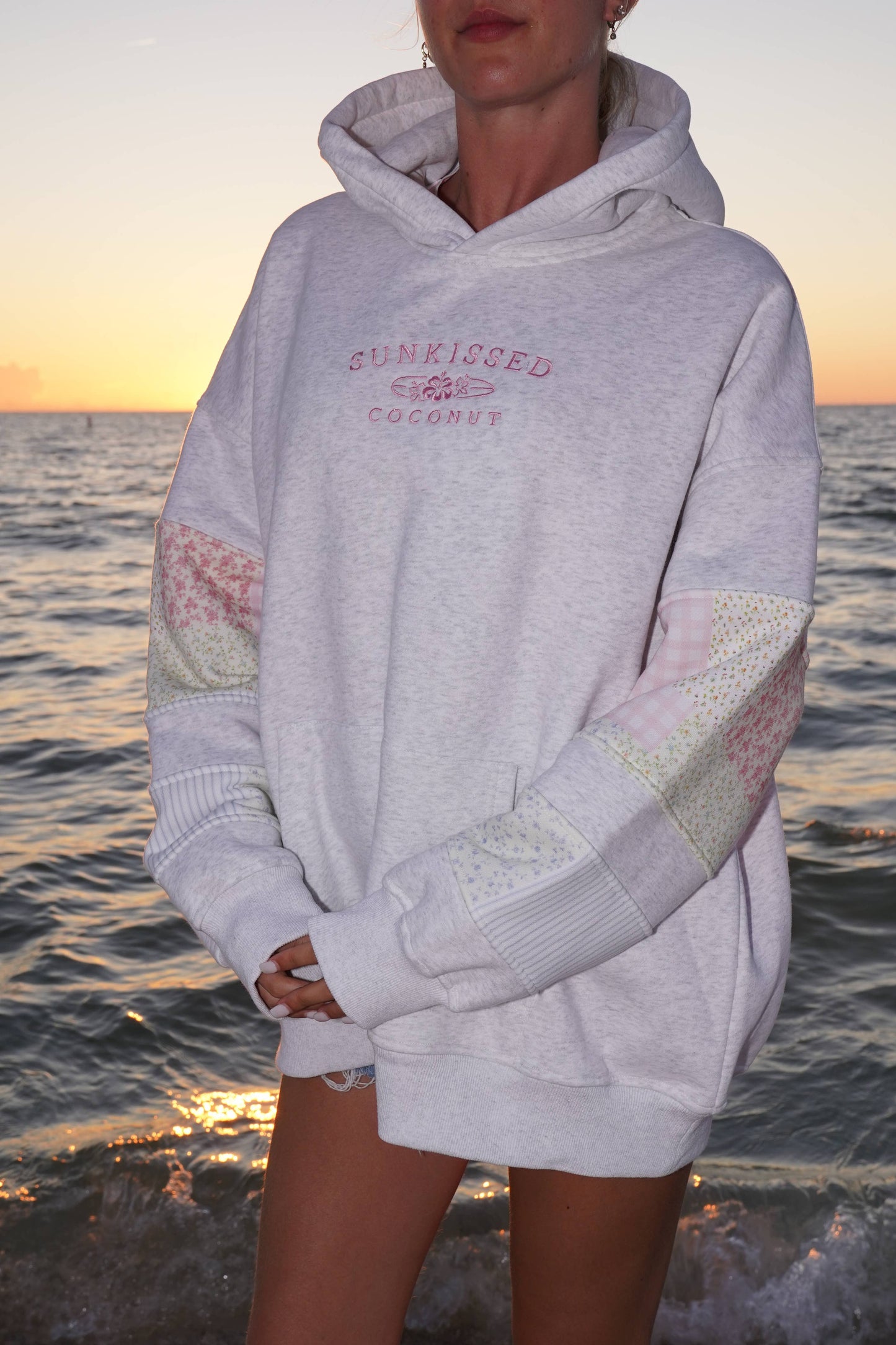 Pastel Quilted Embroidered Hoodie