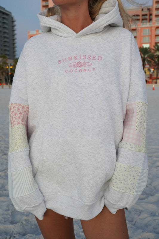 Pastel Quilted Embroidered Hoodie