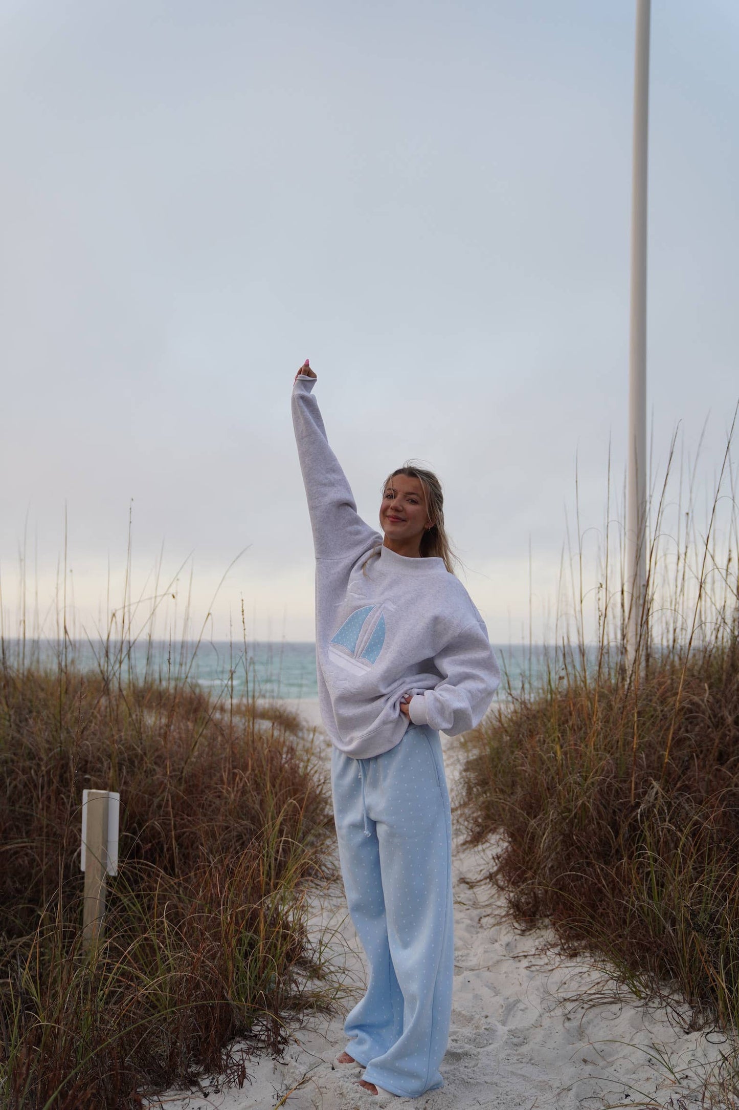 Polka Dot Sailboat Embroider Mockneck
