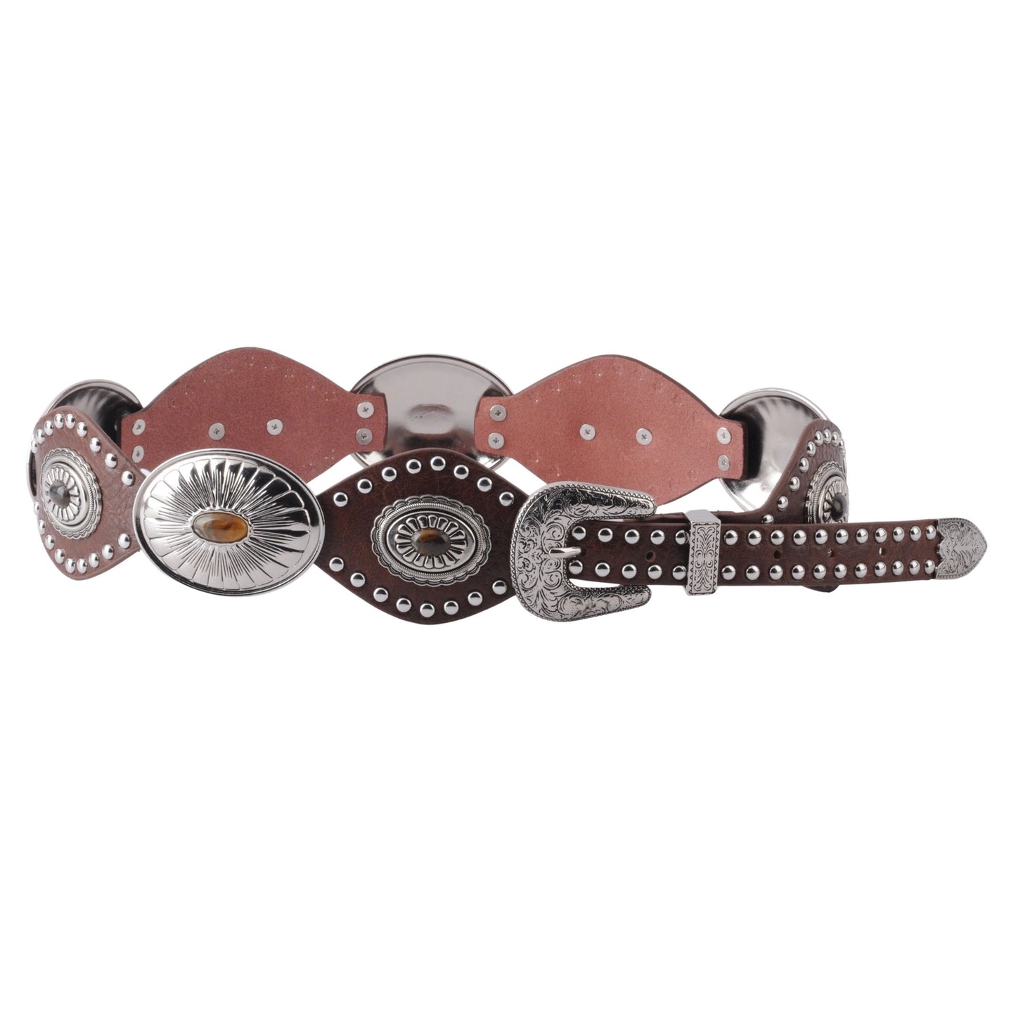 Festival Concho Western Wide Waist Belt - Taupe