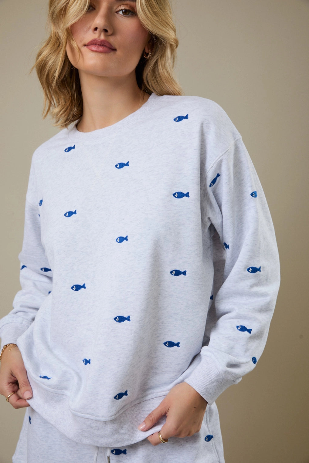 Fish Embroidered Crew