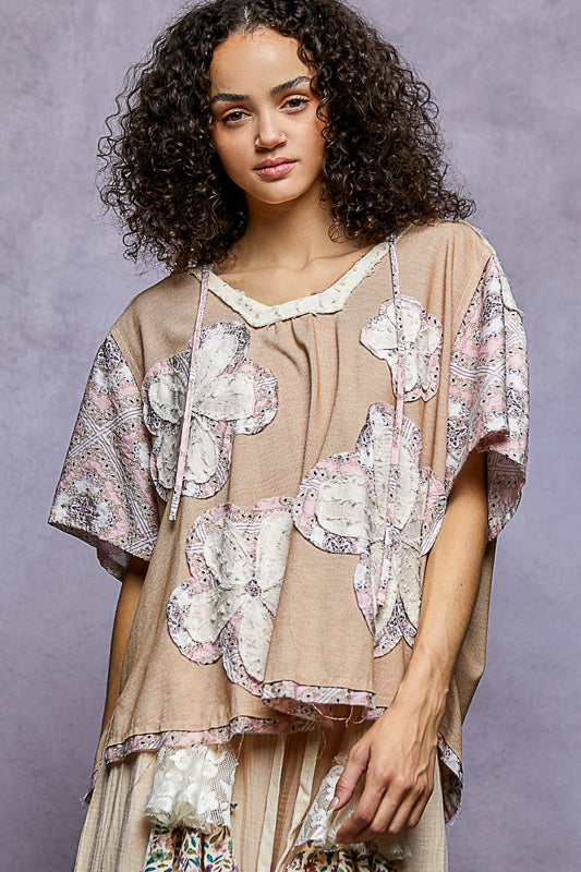 Blush Patchwork Pullover