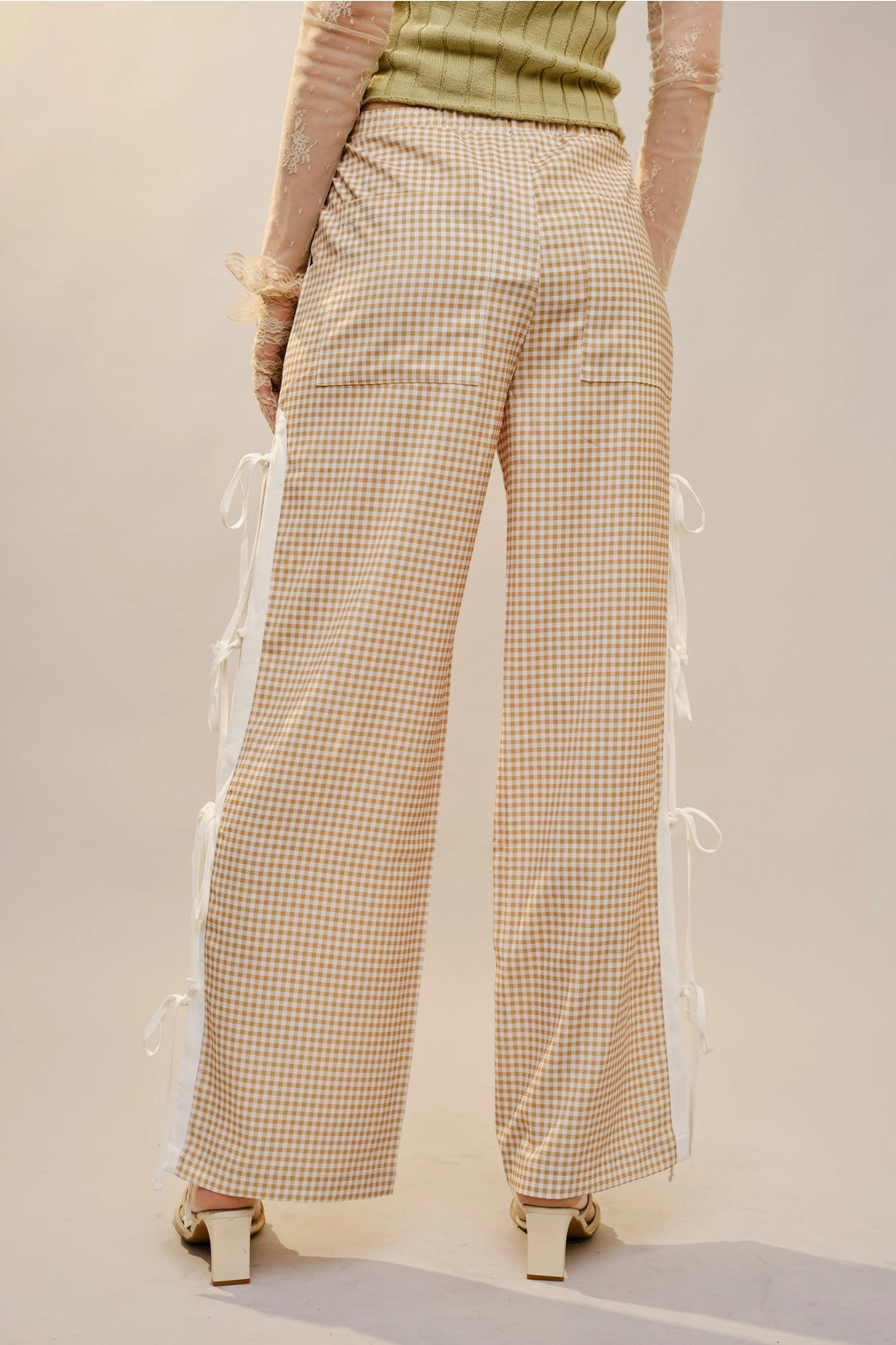 Gingham Side-Tie Pants
