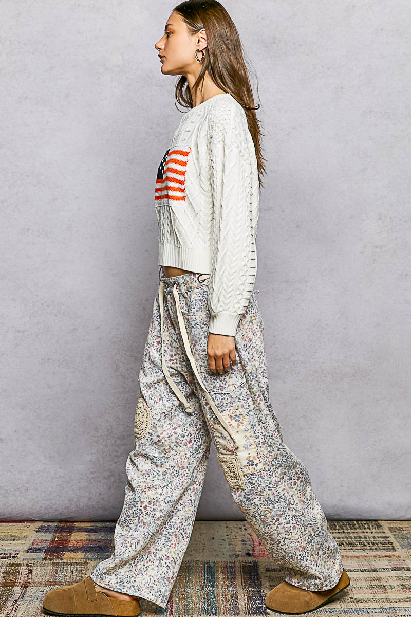 Cable Knit Flag Sweater - Ivory