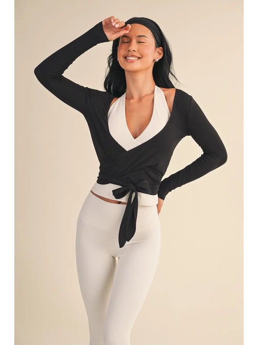 Long Sleeve V Neck Wrap Top