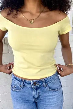 Basic Off the Shoulder Top -  Lemon