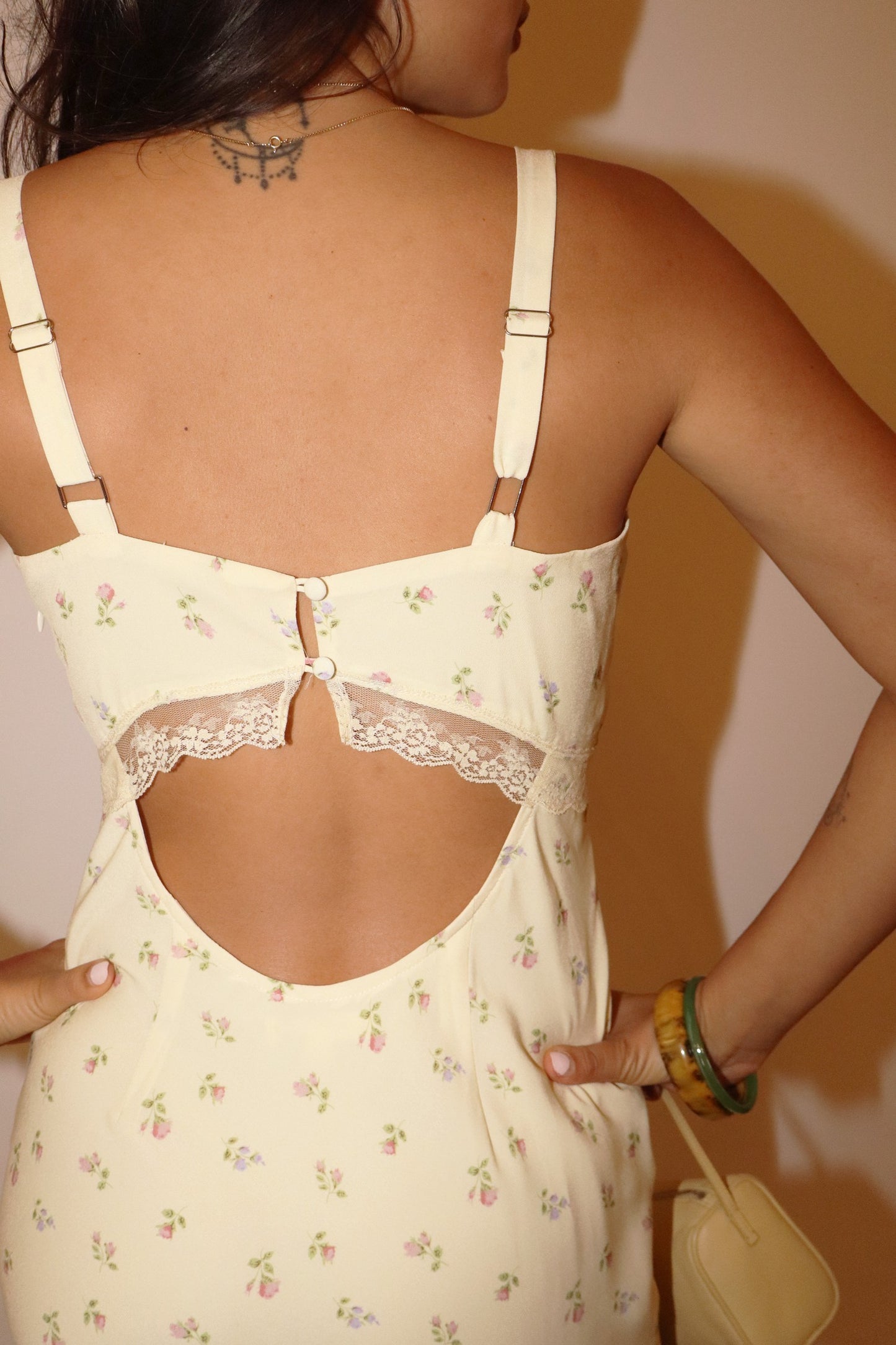 Honey Bloom Lace-Back Midi Dress 🍯🌼