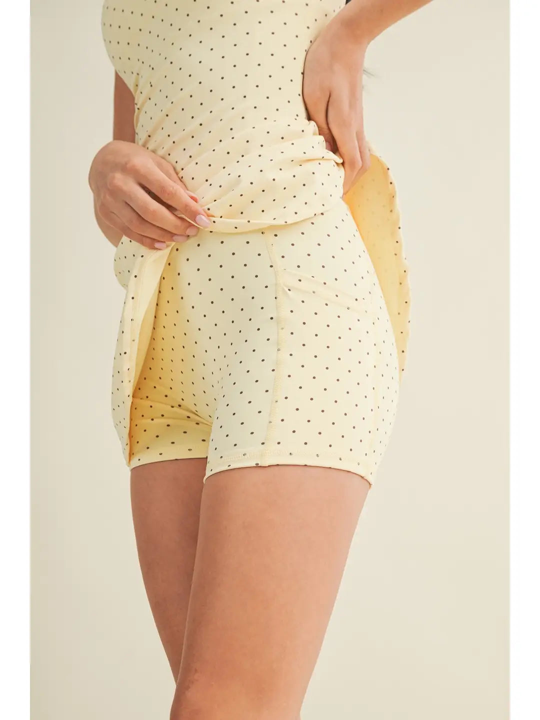 Polka Dot Drop Waist Mini Dress - Lemon