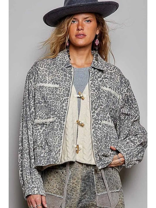 Grey Leopard Light Weight Jacket