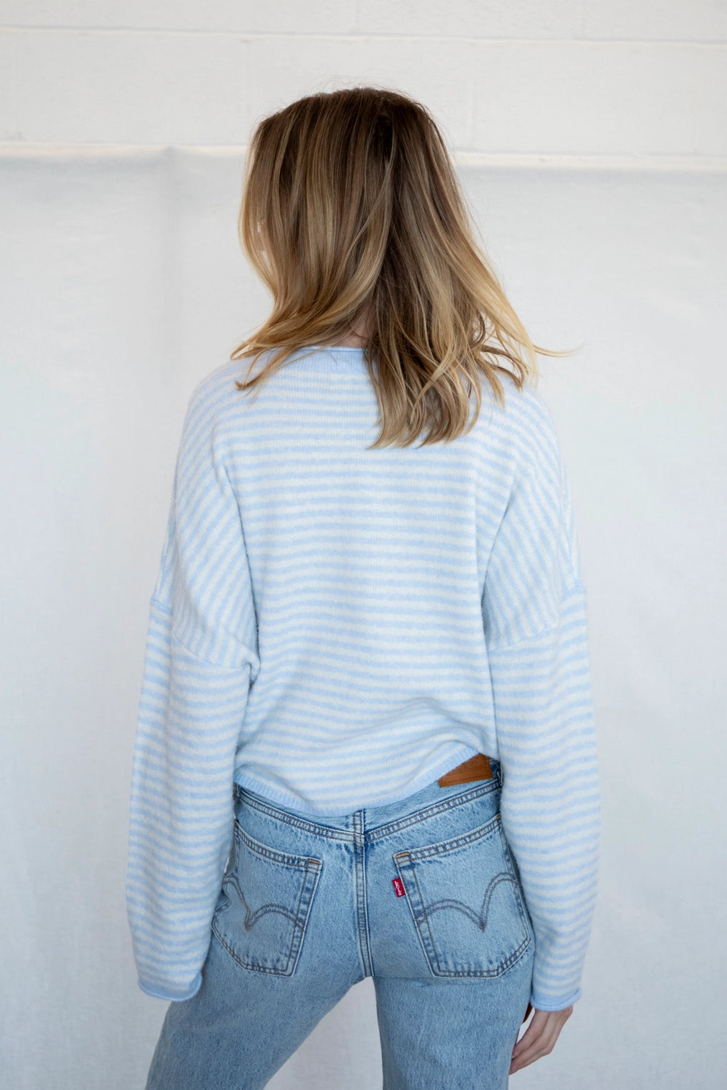 Piper Sweater - Mini Striped - Lt Blue