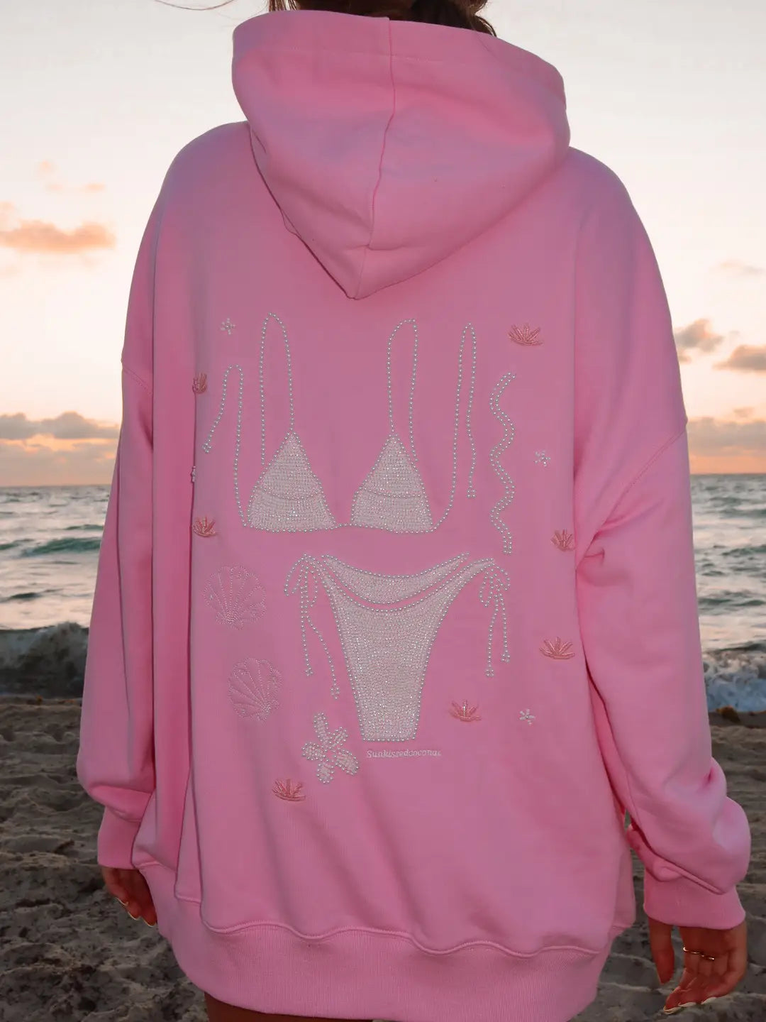 Lottie Bikini Beaded Oversized Hoodie - 100% Cotton