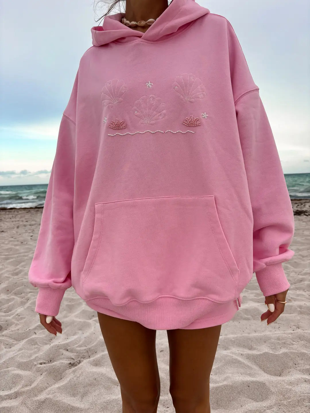 Lottie Bikini Beaded Oversized Hoodie - 100% Cotton