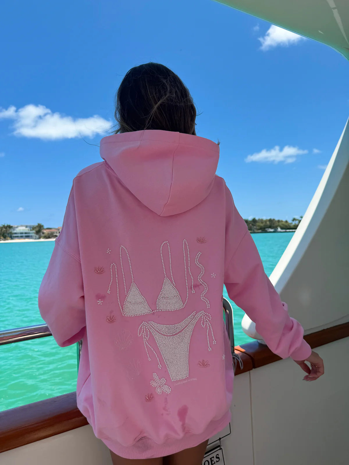 Lottie Bikini Beaded Oversized Hoodie - 100% Cotton