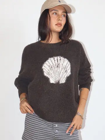Seashell Knit Sweater - Espresso