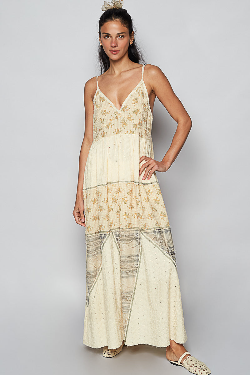 Natural Patchwork Maxi Dress