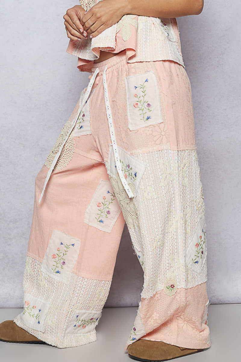 Allover Patchwork Pants - Pale Pink RESTOCK
