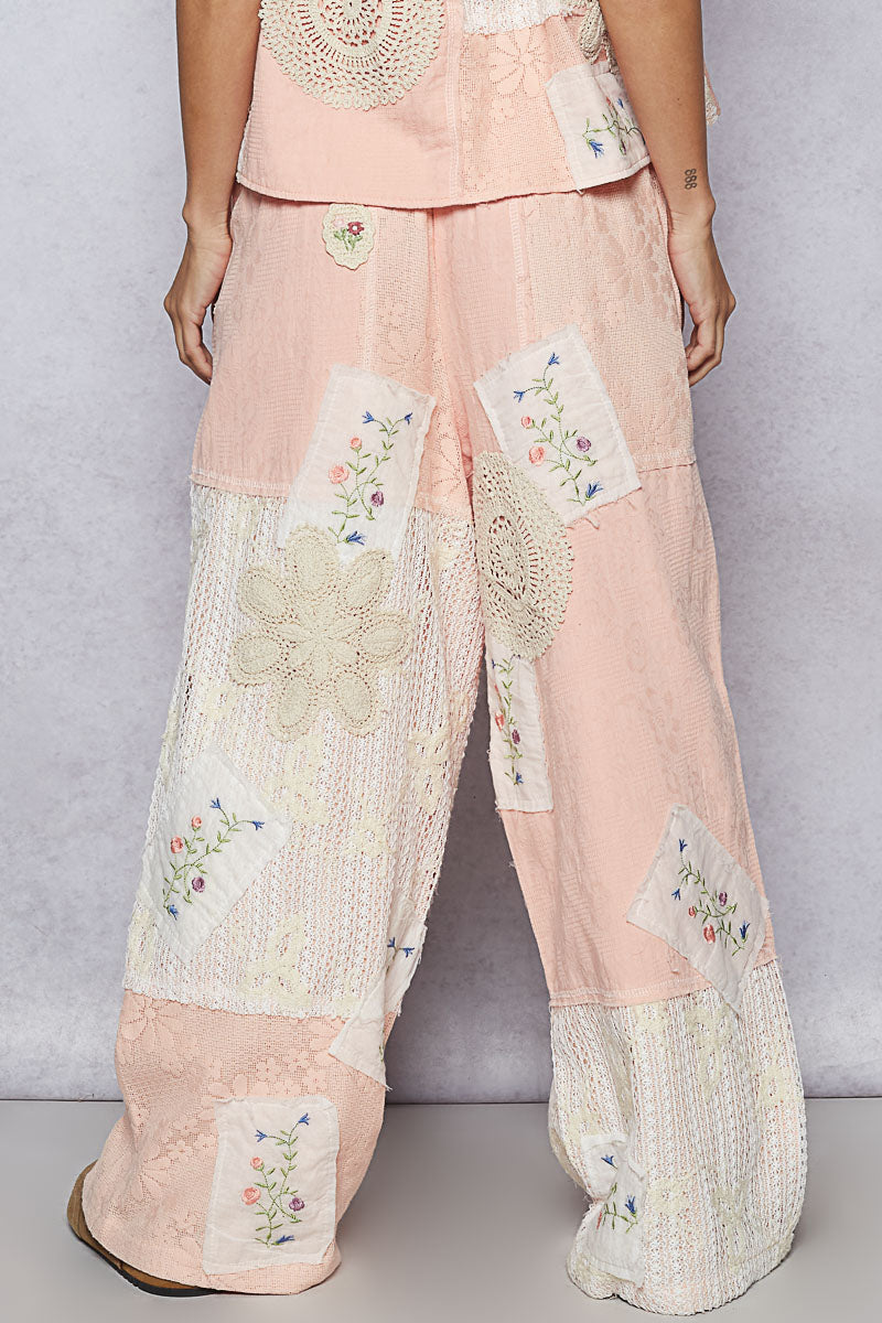 Allover Patchwork Pants - Pale Pink RESTOCK