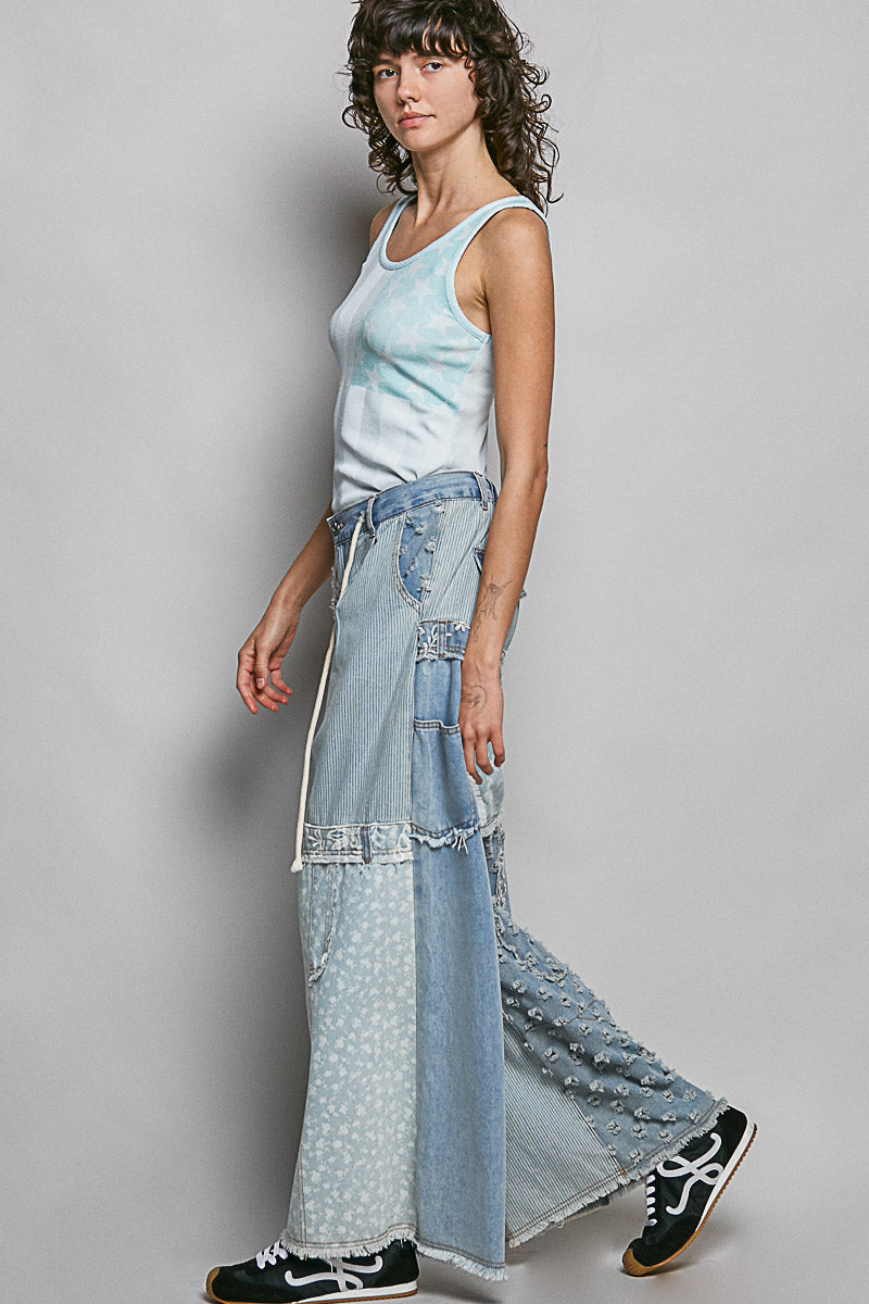 Denim Patchwork Pants - RESTOCK