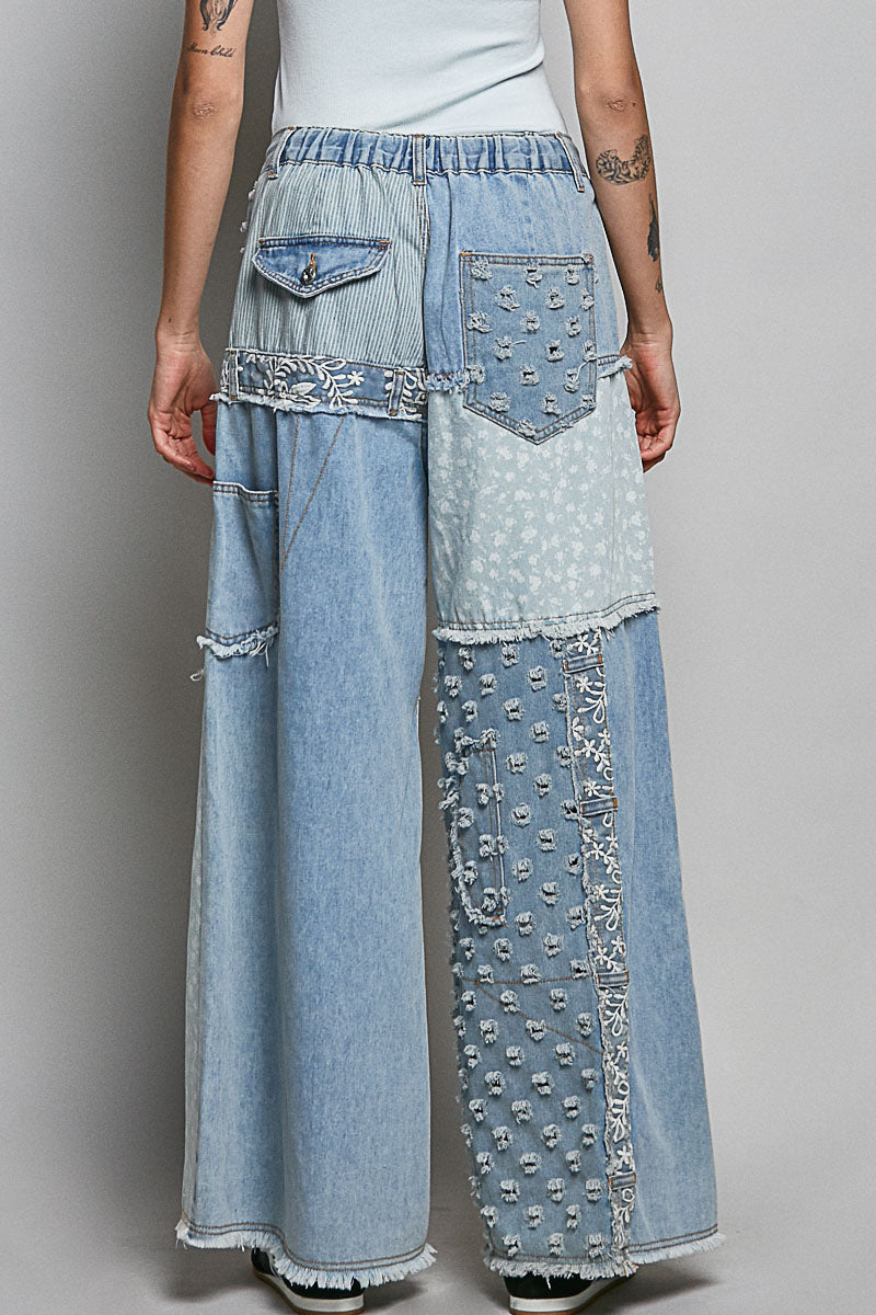Denim Patchwork Pants - RESTOCK