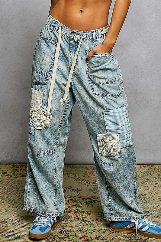 Patchwork Barrel Pants