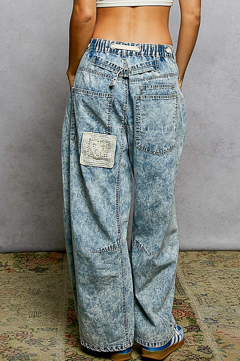 Patchwork Barrel Pants