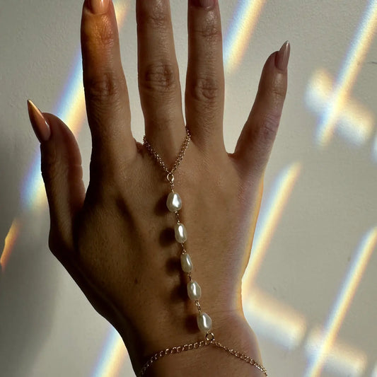 Gold Filled Baroque Pearl Hand Chain