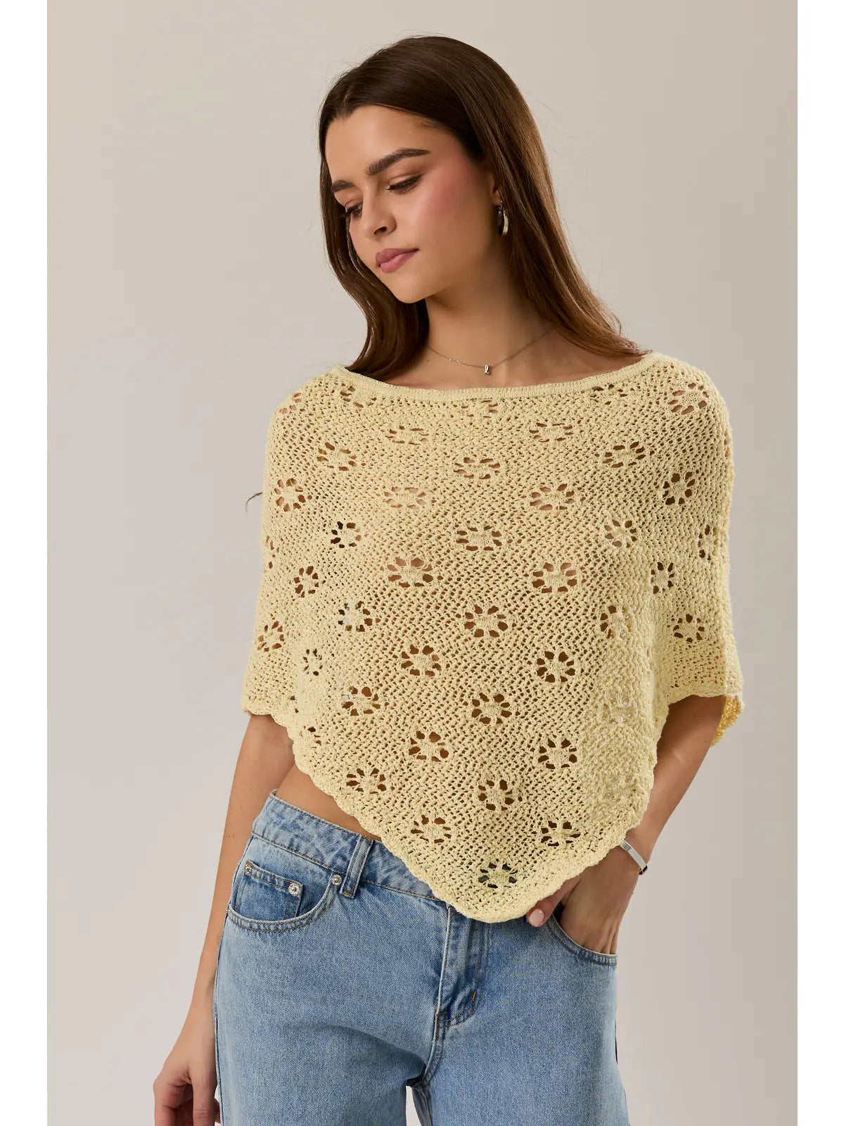 Yellow Floral Poncho