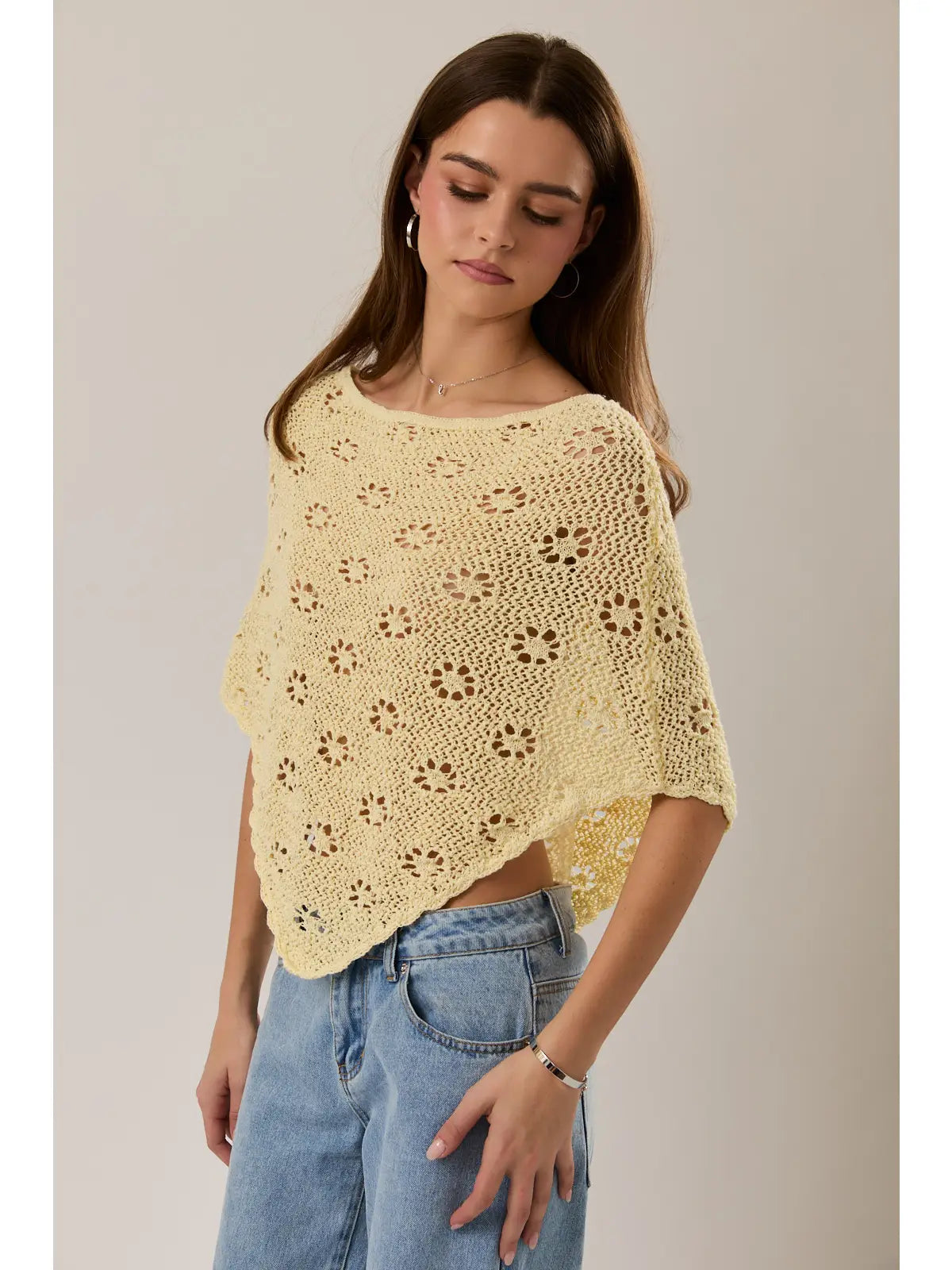 Yellow Floral Poncho