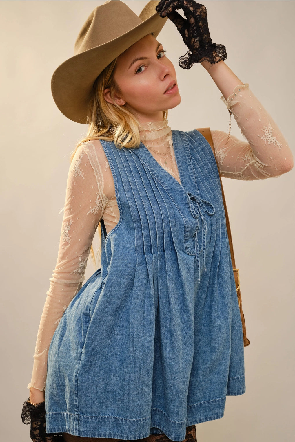 Denim Daydream Pintuck Romper