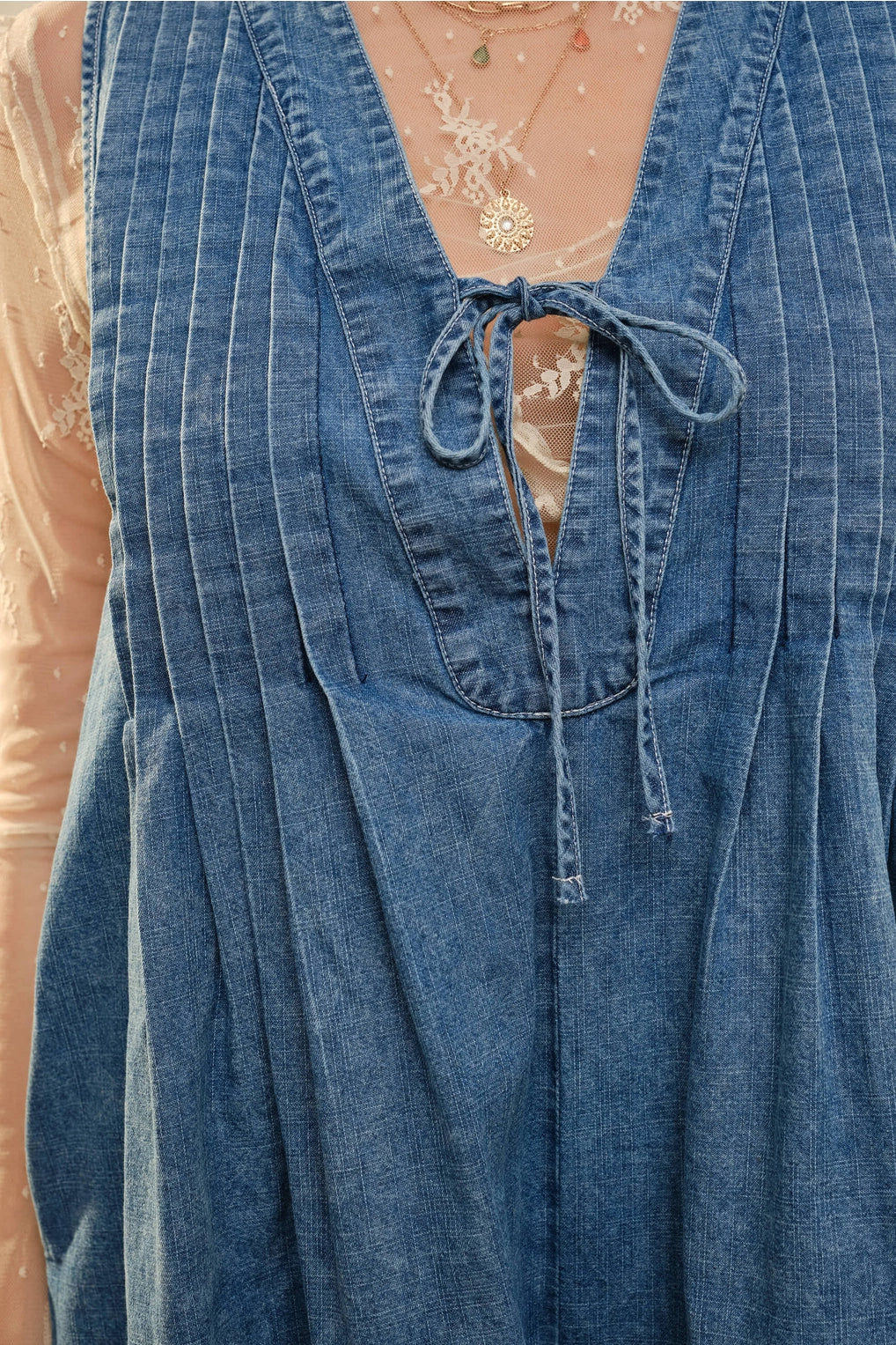 Denim Daydream Pintuck Romper