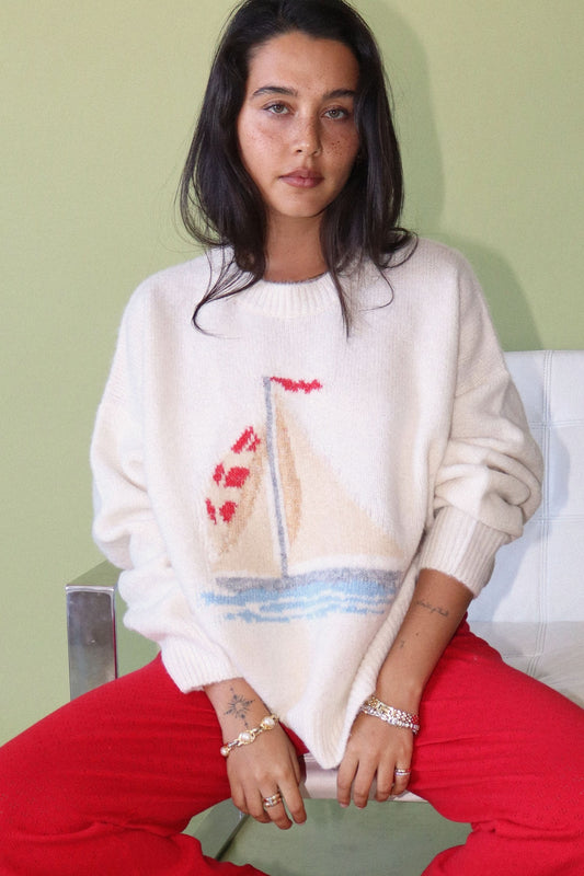 Sail Away Knit Sweater - Cream