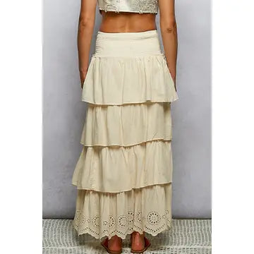 Natural Ruffle Maxi Skirt
