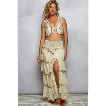 Natural Ruffle Maxi Skirt