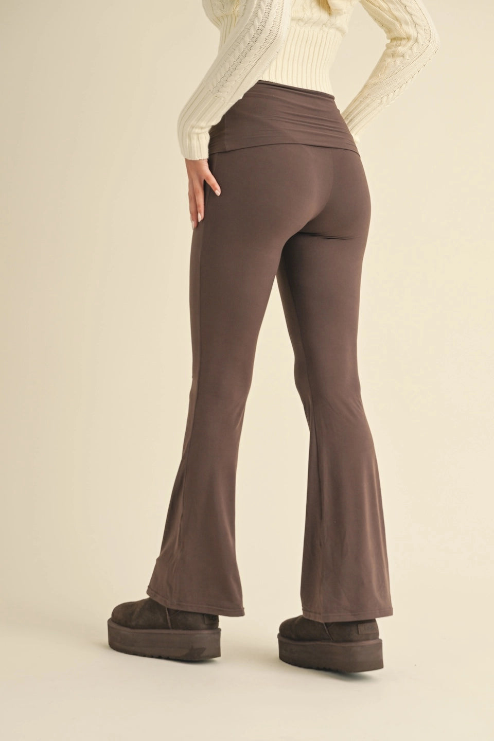 Soft Knit Foldover Flare Pants